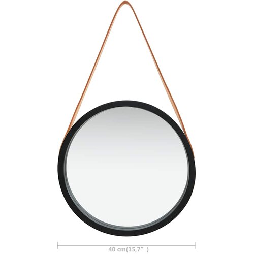  Zidno ogledalo s trakom 40 cm crno Slike