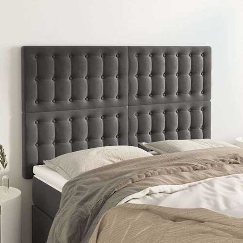  Posteljno vzglavje 4 kosa temno siv 72x5x78/88 cm žamet, (20792881) Slike