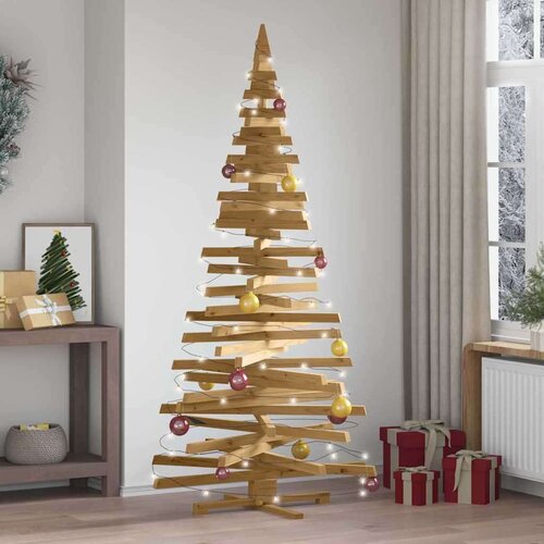 vidaXL Božićna drvca s stalakom Smeđa 210 cm Masivna borovina Cene