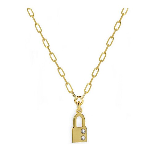 Ženski victoria cruz san valentin gold lanČiĆ sa katanac priveskom ( a3905-07dg ) Slike