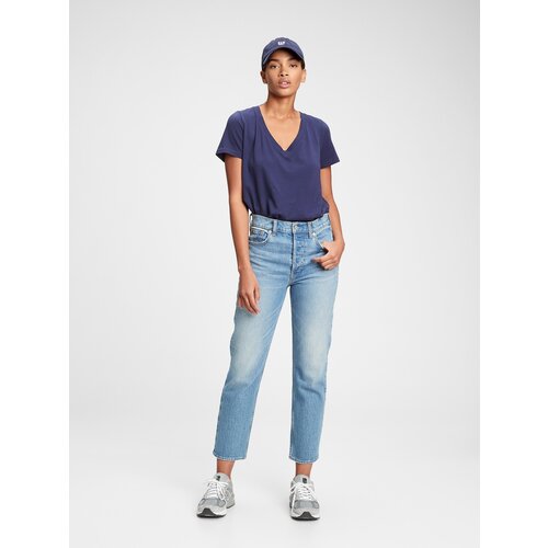 GAP Blue Women&amp;#039;s T-Shirt Organic Vintage V-neck Slike