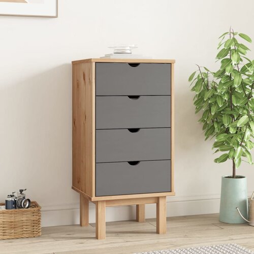 The Living Store Predalnik OTTA rjav in siv 45x39x90 cm trdna borovina - Omarica S Predali, (21435275) Slike