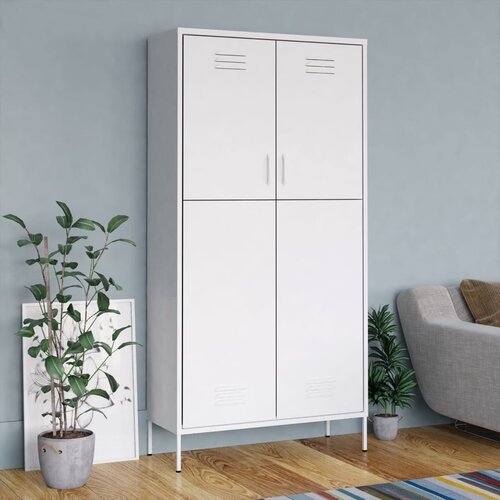 vidaXL Garderobna omara bela 90x50x180 cm jeklo Cene