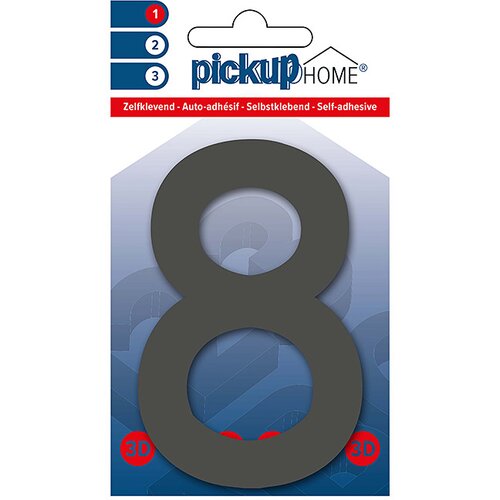 Rio 3D Home Kućni broj (Visina: 10 cm, Motiv: 8, Sive boje, Plastika, Samoljepljivo) Slike