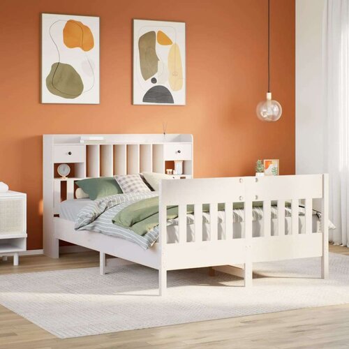vidaXL Posteljni okvir brez vzmetnice bel 160x200 cm trdna borovina Cene