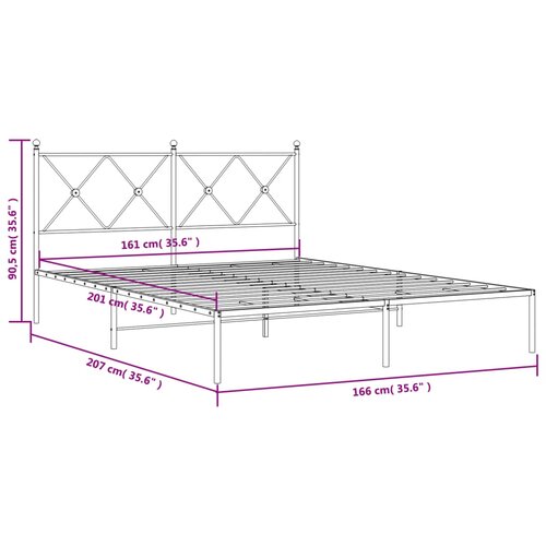  Metalni okvir za krevet s uzglavljem crni 160x200 cm Slike