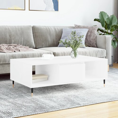 The Living Store Klubska mizica visok sijaj bela 104x60x35 cm inženirski les - Klubska Mizica, (21575082) Cene