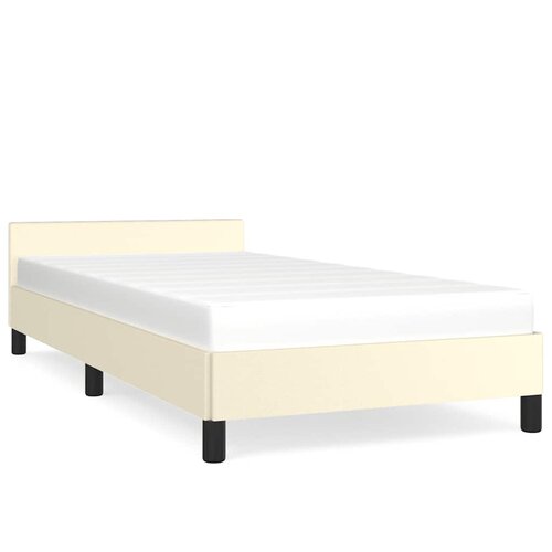 Maison Chic Posteljni okvir - Enojna postelja - Postelja za odrasle z vzglavjem brez vzmetnice krem 100x200 cm, (21695371) Slike