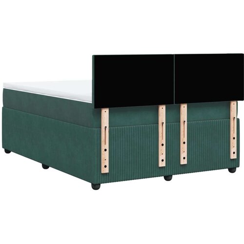 VidaXL Krevet s oprugama i madracem tamnozeleni 140x200 cm bar&amp;scaron;unasti Slike