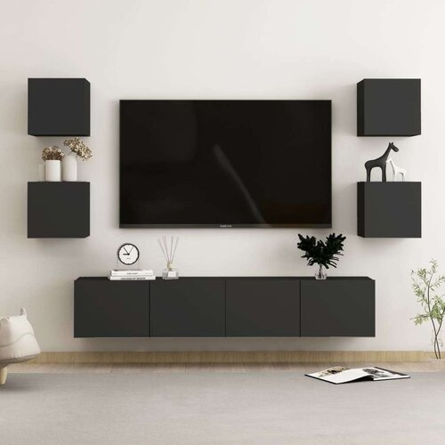  6-dijelni set TV ormarića od iverice crni Slike