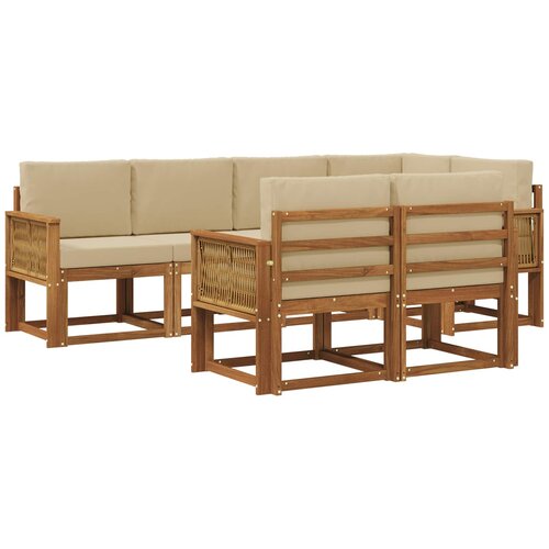 vidaXL Zunanja garnitura za sedenje 7 pcs Naravna in bež Poliester, (5000280533) Cene