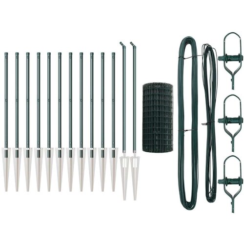 Euro Ograda s 13 &amp;Scaron;iljatih Stupova 0.6x25 m Cinkovana Čelična Zelena Slike