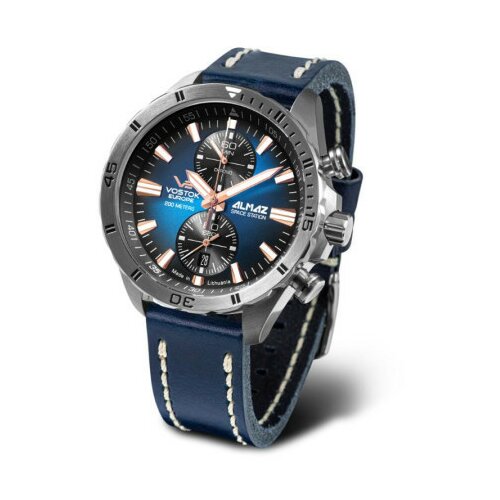 Vostok Europe muški almaz choronograph plavi sivi sportsko elegantni ručni sat sa plavim kožnim kaišem ( 6s11/320a675k ) Cene