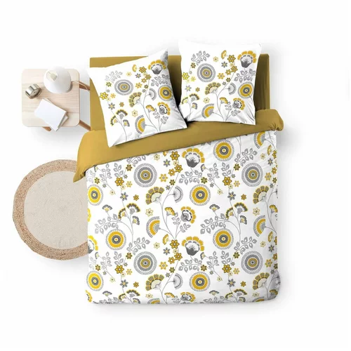 Douceur d intérieur Oker žuta/bijela posteljina za bračni krevet/za produženi krevet od muslina 260x240 cm Garance –