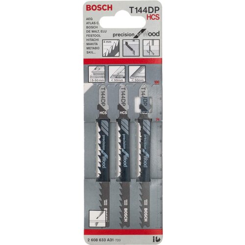 Bosch list ubodne testere T 144 DP Precision for Wood - pakovanje 3 komada - 2608633A31 Slike