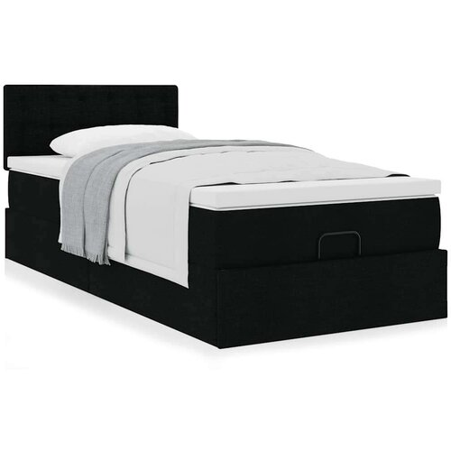  Otomanski okvir kreveta s madraca crni 90x190cm od tkanine Cene