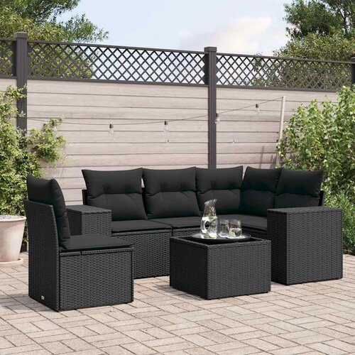  6-dijelni set vrtnih sofa s jastucima crni od poliratana Cijene