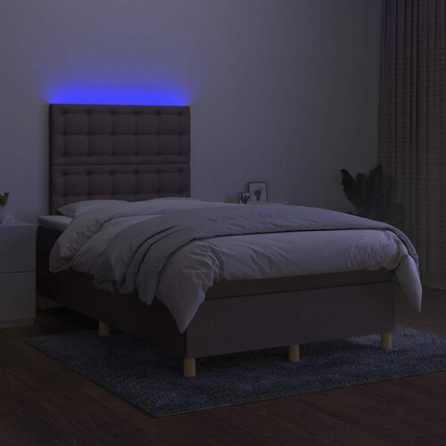  s oprugama i madracem LED smeđesivi 120x190cm od tkanine Slike