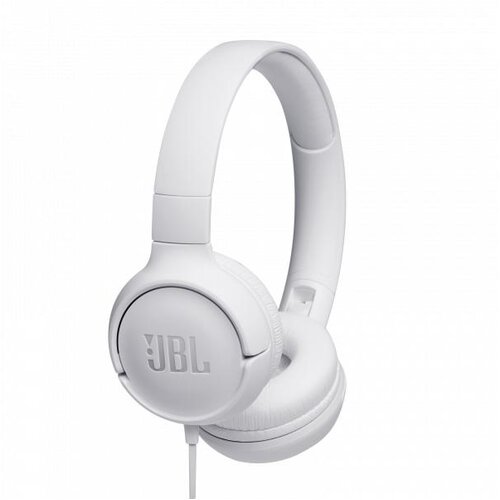JBL naglavne slušalke z mikrofonom T500 bele Cene