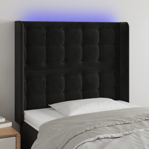 vidaXL LED posteljno vzglavje črno 93x16x118/128 cm žamet Cene