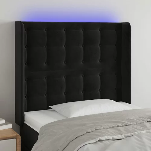 vidaXL LED posteljno vzglavje črno 93x16x118/128 cm žamet