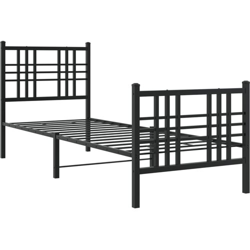  Metalni okvir kreveta uzglavlje i podnožje crni 80x200 cm Slike