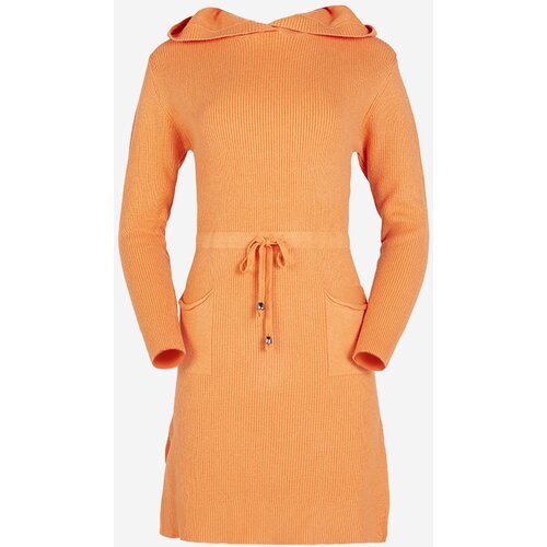 Resti Orange women's sweater dress with hood - Clothing Cene