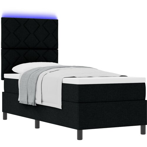 vidaXL Postelja s škatlasto vzmetjo z vzmetnico & LED Črna 80x200 cm Tkanina, (22083057) Cene