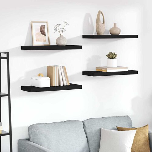  Plutajuće zidne police 4 kom crne 60 x 23,5 x 3,8 cm MDF Cene