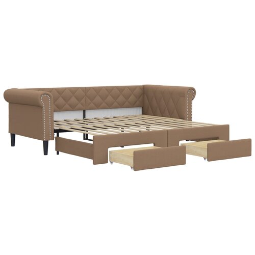 vidaXL izvlečna dnevna postelja s predali kapučino 90x200 cm um. usnje, (20936929) Cene
