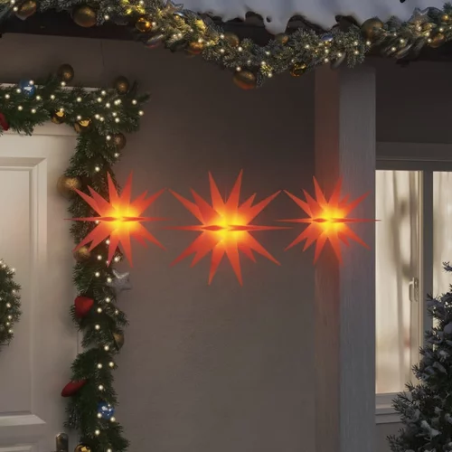  Božićne svjetiljke s LED žaruljama 3 kom sklopive crvene