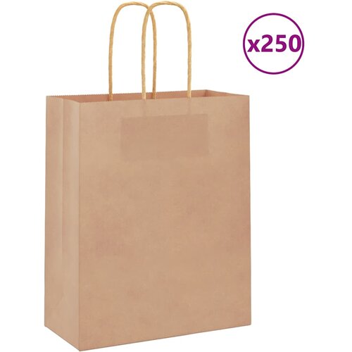 vidaXL Papirnate vrećice 250 kom s ručkama smeđe 18x8x22 cm Cijene