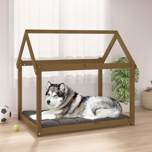 vidaXL Pasja postelja medeno rjav 111x80x100 cm trdna borovina Cene