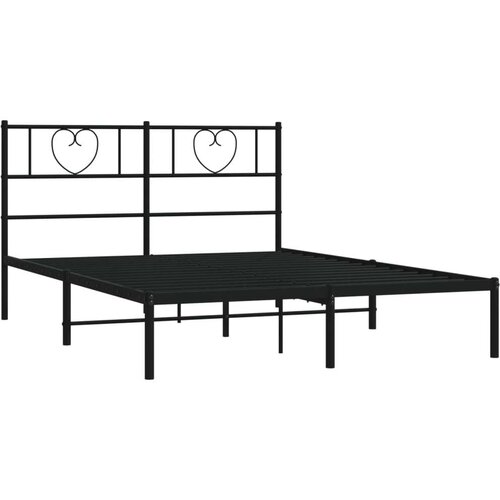 VidaXL Metalni okvir za krevet s uzglavljem crni 150x200 cm Slike