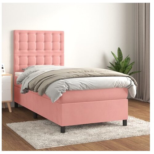  Box spring postelja z vzmetnico roza 100x200 cm žamet Cene