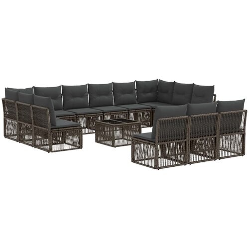 vidaXL Vrtna sedežna garnitura 14 pcs Siva poli ratan, (5000270214) Cene