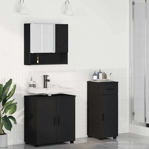 VidaXL Set namje&amp;scaron;taja za kupaonicu Zidne 3 pcs Crna 61 x 35 x 64 cm Slike