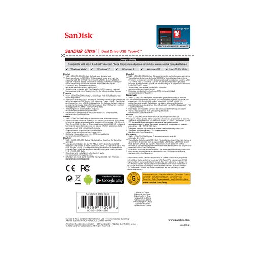 Sandisk USB pomoćna memorija Smartphone/tablet Ultra&amp;reg; DualDrive Srebrna 128 GB USB 3.0, USB-C&amp;trade; Slike