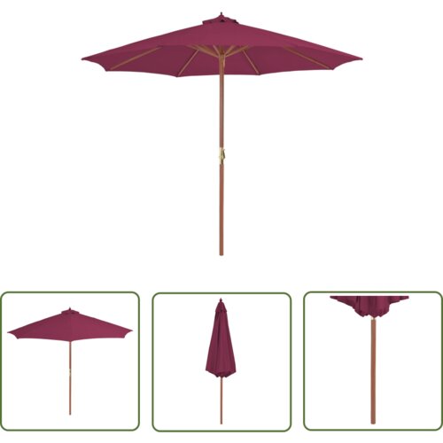  The Living Store Zunanji senčnik z lesenim drogom 300 cm bordo rdeč - Senčnik, (21742858) Slike