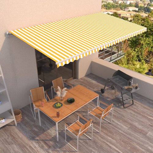vidaXL tenda na ručno uvlačenje 600 x 350 cm žuto-bijela Cijene