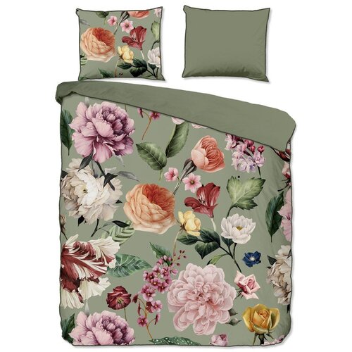 Descanso Zelena posteljina za bračni krevet/za produženi krevet od pamučnog satena 200x220 cm Fiori &amp;ndash; Slike