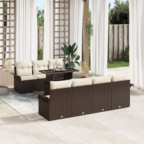  8-dijelni Vrtni Sofa Set s Jastučićima Smeđa Poli Ratan Cene