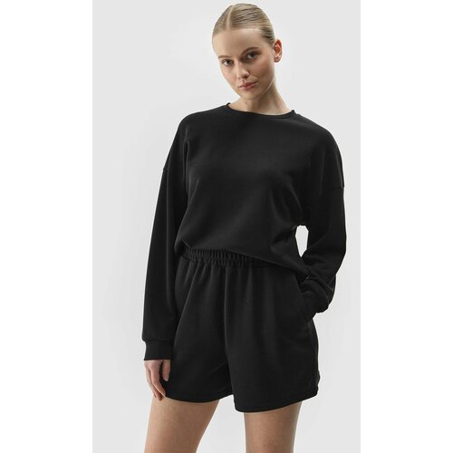 4f Women's sweatshirt without fastening with the addition of modal - black Cene