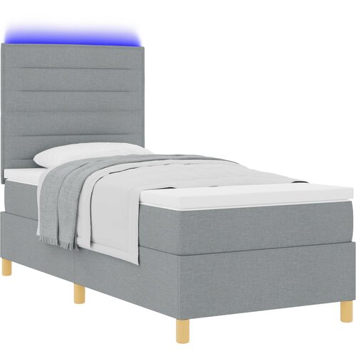 vidaXL LED Box Spring Krevet Svijetlo siva 90 x 200 cm tkanina Cene