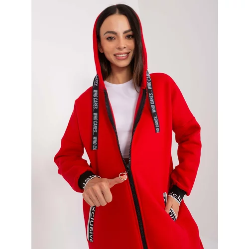 Fashion Hunters Red long sweatshirt with zipper