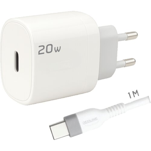 Redline Punjač sa USB-C kablom GL20C+CC 1M, 20W, Bijeli Slike