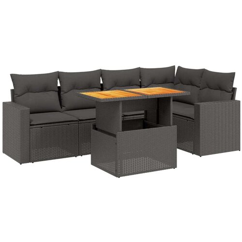  6-dijelni set vrtnih sofa s jastucima crni od poliratana Slike