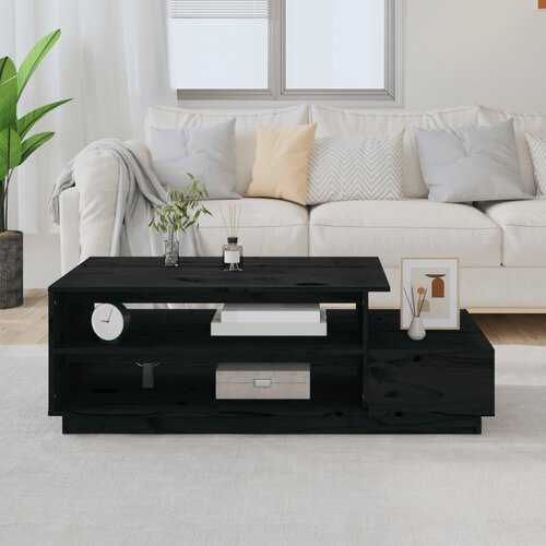 VidaXL Klubska mizica črna 120x50x40,5 cm trdna borovina Slike