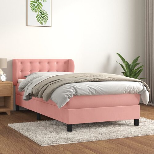 The Living Store Box spring postelja z vzmetnico roza 80x200 cm žamet - Box Spring Postelja, (21492853) Cene