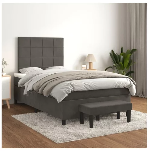  Box spring postelja z vzmetnico temno siva 120x200 cm žamet